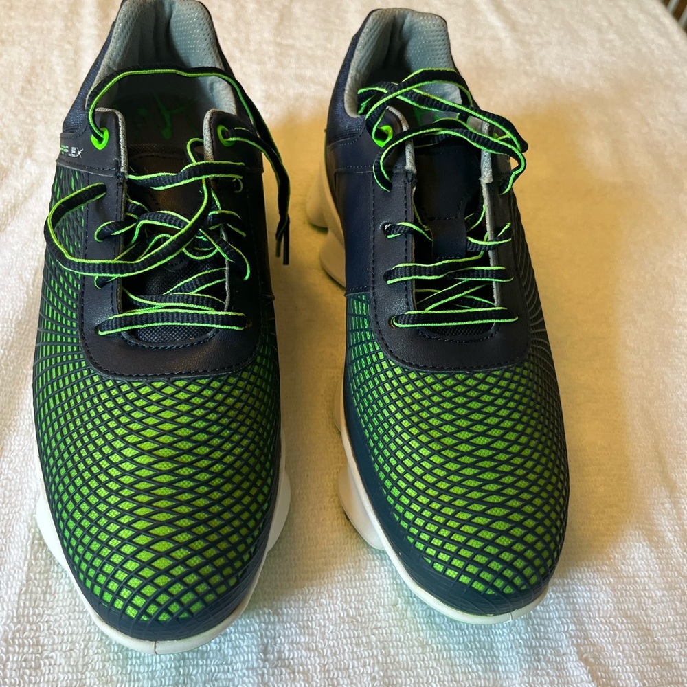 FootJoy Green and Black Golf Shoes with Mesh Design